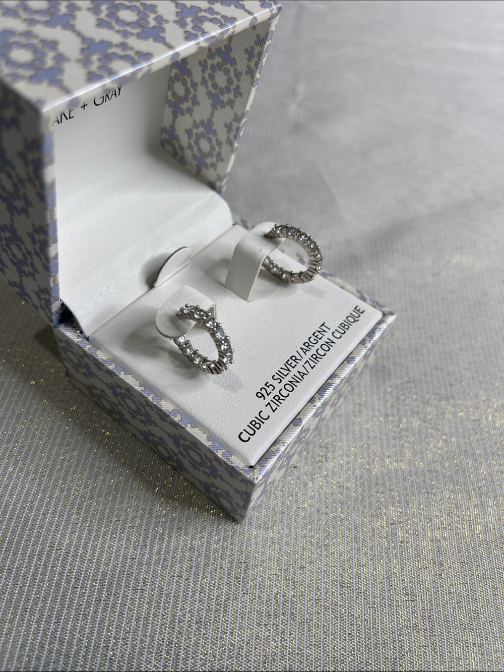Lake + Gray NWT 925 Sterling Silver Cubic Zirconia Delicate Hoop Earrings *As Is - Picture 5 of 9